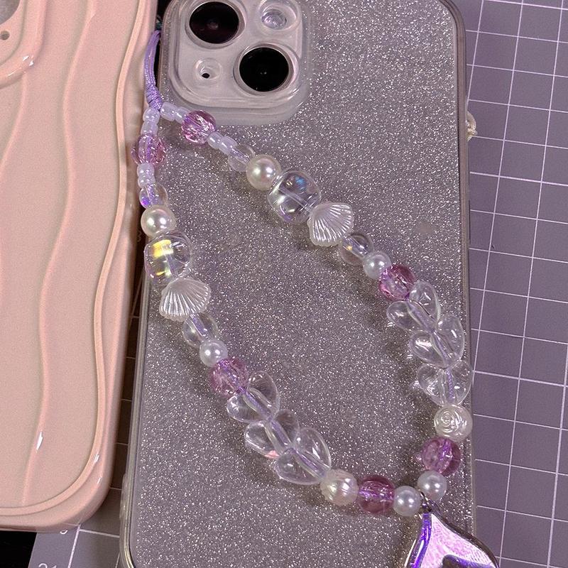 Cute Shell Design Phone Chain, Mermaid Tail Design Phone Lanyard, Love Heart Beaded Phone Strap for Women & Girls, Fashion Phone Accessories\