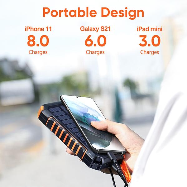 Cyber Monday Sale - Solar Power Bank 26800mAh, Wireless Portable Charger Fast Charge 3.0A Solar Charger External Battery with 4 Outputs & Flashlight for Phone, Tablet and Camping Outdoors