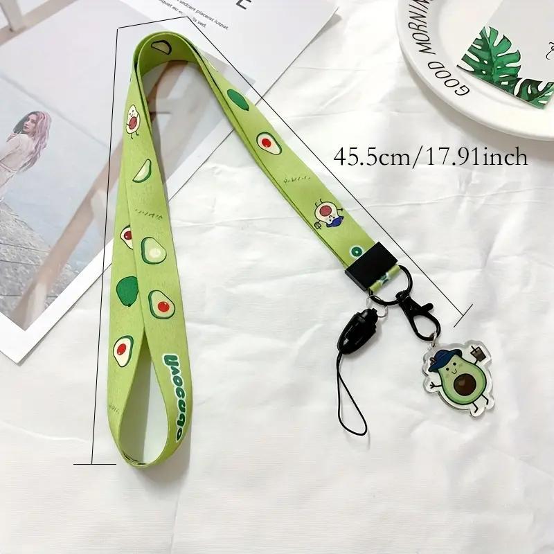 Avocado Pattern Phone Lanyard, Creative Mobile Phone Hanging Rope With Keychain, Cute Mobile Phone Chain