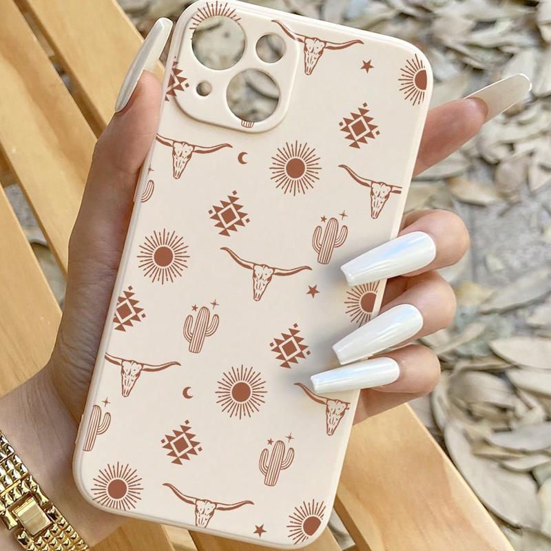 Cactus Pattern Phone Case, Decorative Phone Protector Cover, Phone Accessories Compatible with iPhone 15 14 13 12 11 Plus Pro Pro Max