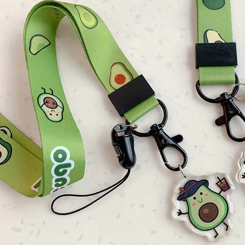 Avocado Pattern Phone Lanyard, Creative Mobile Phone Hanging Rope With Keychain, Cute Mobile Phone Chain