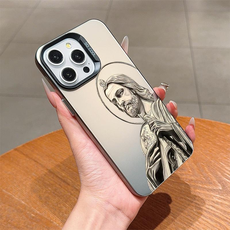 Creative Jesus Pattern Phone Case, Anti-drop Phone Protector Cover, Fashion Phone Accessories Compatible with iPhone 7 11 12 13 14 15 Series