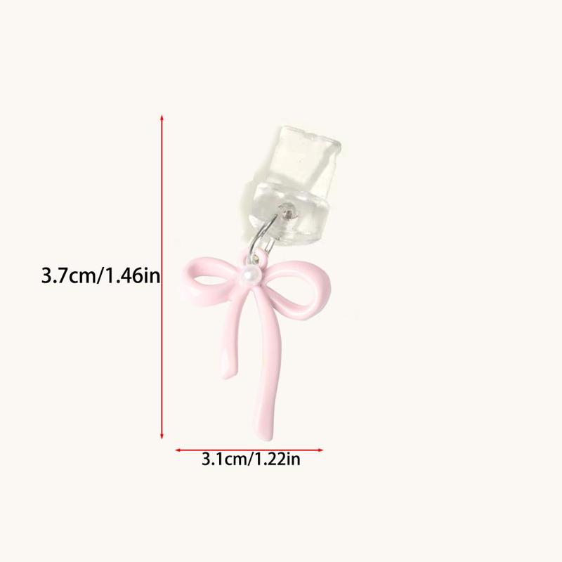 Cute Bowknot Design Phone Dust Plug, Phone Anti-dust Plug, Phone Decoration Accessories Compatible with iPhone & Type-C Interface