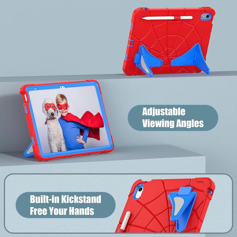 Spider Net Kids Case for iPad 10th 10.9 Inch, iPad 9th 8th 7th 10.2 Inch, Galaxy Tab A9 Plus S9 S9 FE 11 Inch 2023 with Screen Protector Pen Holder, Shockproof & Protective.