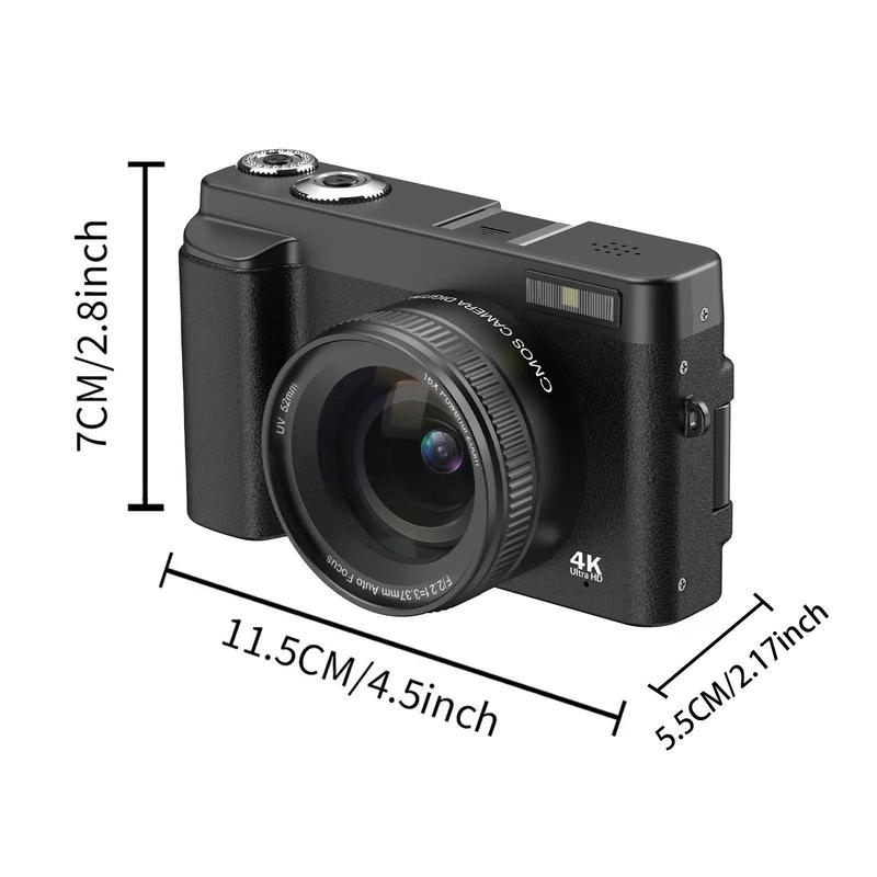 4K Video Recording Digital Camera, 48MP Auto Focus Pixel Digital Camera with 16X Digital Zoom, Vlogging Camera, Entry Level Camera with 32G Memory Card for Beginners