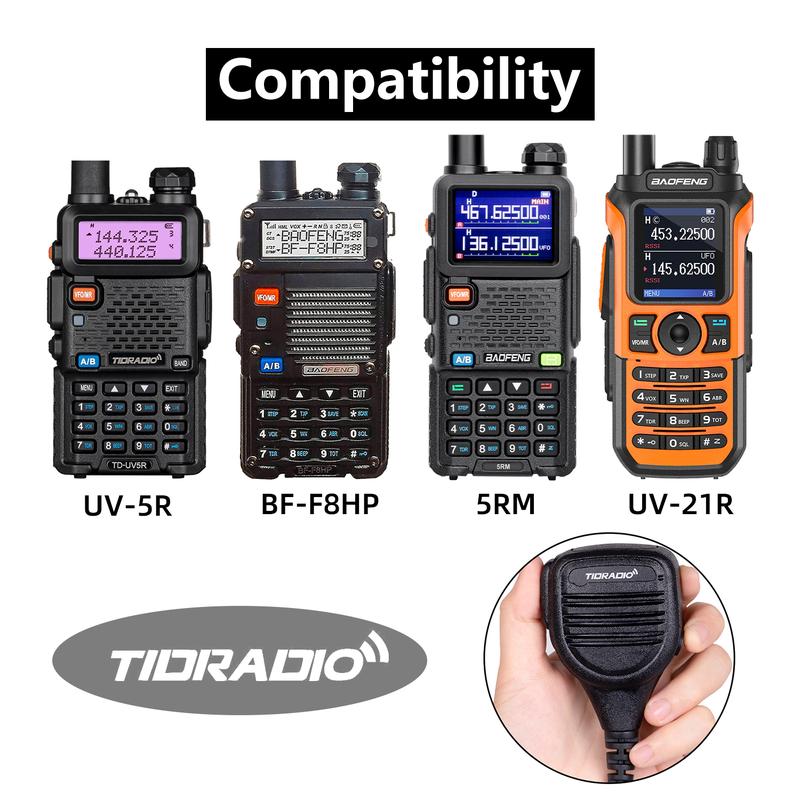 TIDRADIO MIC PTT Walkie Talkie Speaker Radio Microphone 2-Pin Type Handheld Mic For H3 H8 UV-5R BF-888S UV-82 GT-3 UV-B2 BF-F8 Audio