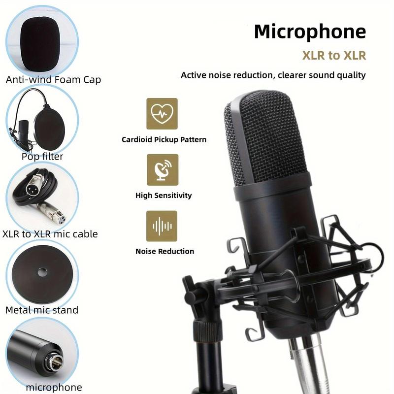 Professional Podcast Equipment Bundle, Podcast Microphone & K800 Sound Card Set with Audio Interface for Recording, Singing, Streaming Media, Games