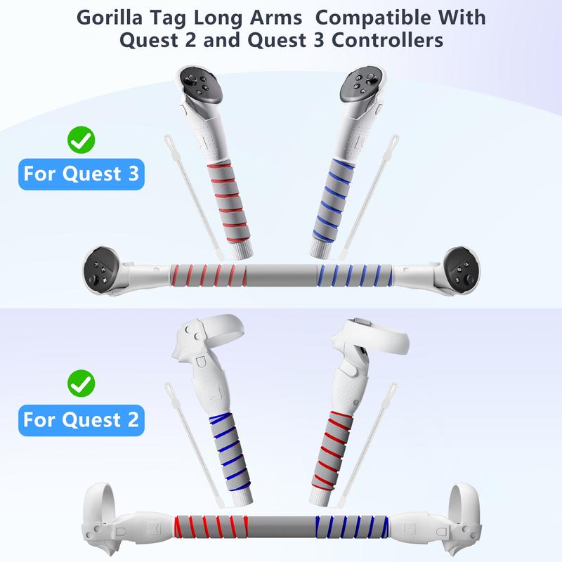 3 in 1 Gorilla Tag Long Arms for Quest 2 3 3S,Beat Saber Handles Attachment Golf Club Extension Grips for VR sticks Controller Accessories Smartphone