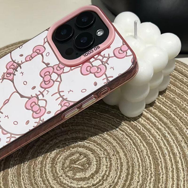 pink KT Phone Case For iPhone 16 15 14 12 13 11 Pro Max XR XS MAX 7 8 PLUS MINI Y2K Cute Cover