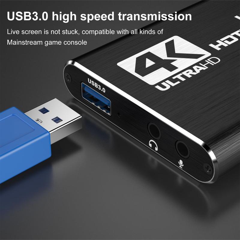 4K Audio Video Capture Card with HDMI ,USB 3.0, Full HD 1080P for  Recording, Live Streaming BroadcastingBlack