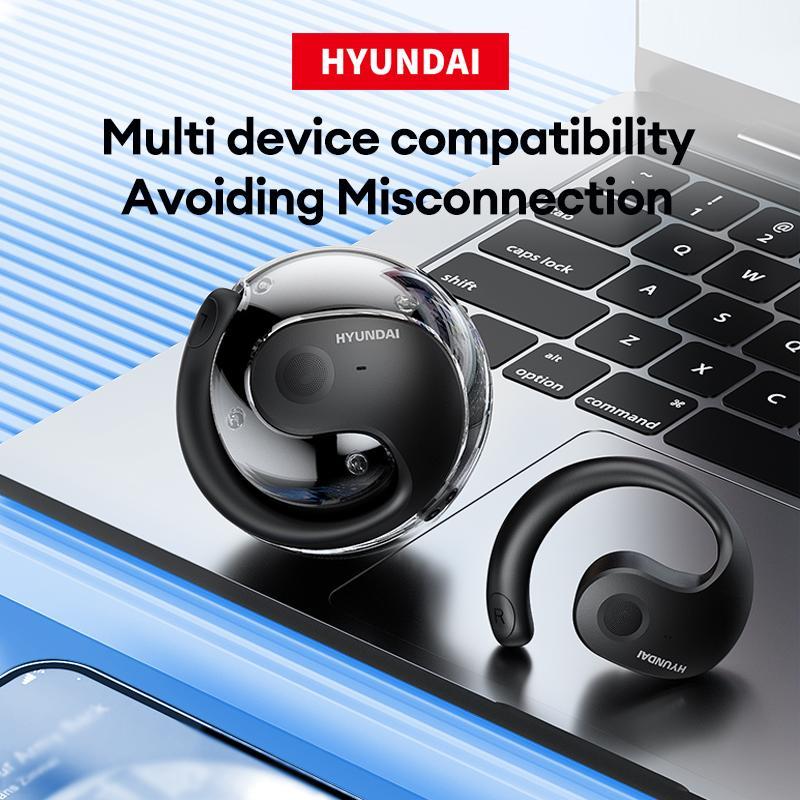 HYUND HY-T26 AI Wireless Hanging Ear Earphone, Waterproof Long Battery Life Clip-on Headset, HIFI Sound Bluetooth-compatible Headphones for Cellphones