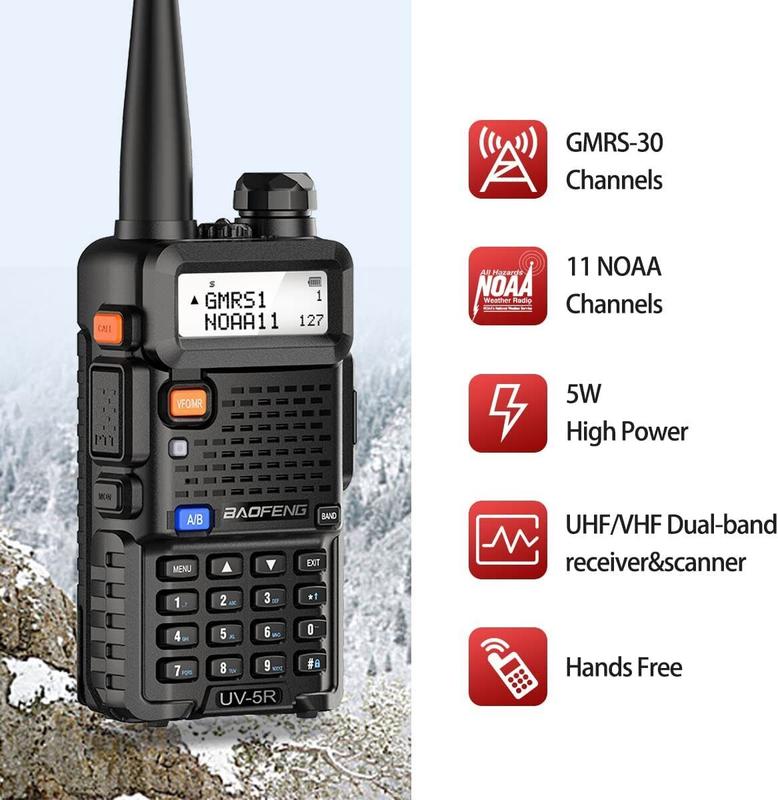 4Pack Baofeng GMRS Walkie Talkie Handheld Long Range UV-5R Rechargeable Two Way Radio with Programming Cable Speaker Mic Full Kits