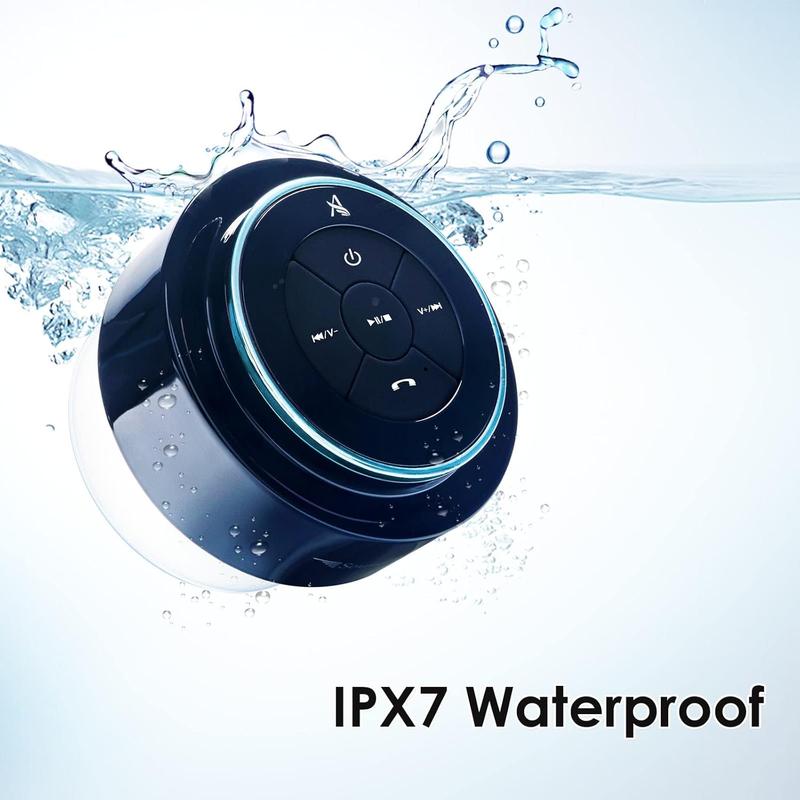 XLeader, Upgraded, Shower Speaker, Certified IPX7 Waterproof Bluetooth Wireless Speaker, Electronics Gifts For Girls Boys Men Women Kids, 5W Mini Portable Speaker With Suction Cup And Mic For Bathroom