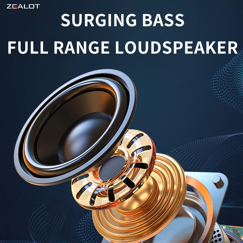 ZEALOT S32 Bluetooth Speaker Waterproof Compact Audio Smartphone Wireless Connection Dual Pairing Loud Stereo Portable Outdoor Boombox Subwoofer