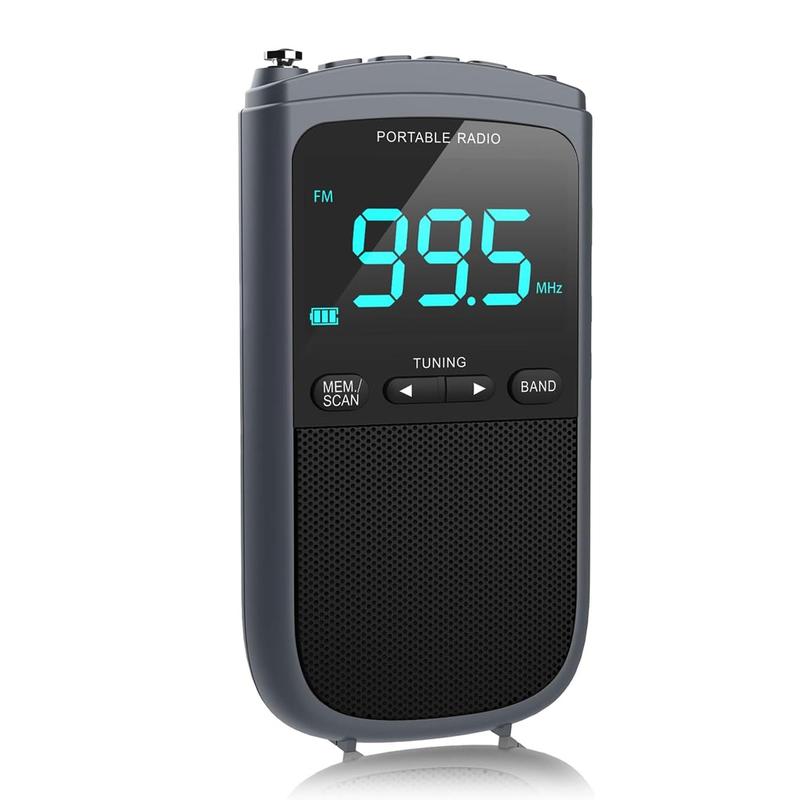 Portable AM FM Radio, 1 Count Rechargeable Pocket Radio with LCD Display, Sleep Timer, Stereo Headphone Jack, Suitable for Home, Office, Travel