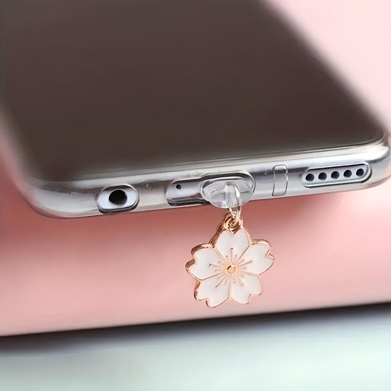 Cute Flower Design Phone Dust Plug, 1 Count Phone Charging Port Anti-Dust Plug, Cell Phone Dust Plug Charm, Phone Accessories for iPhone & Type C