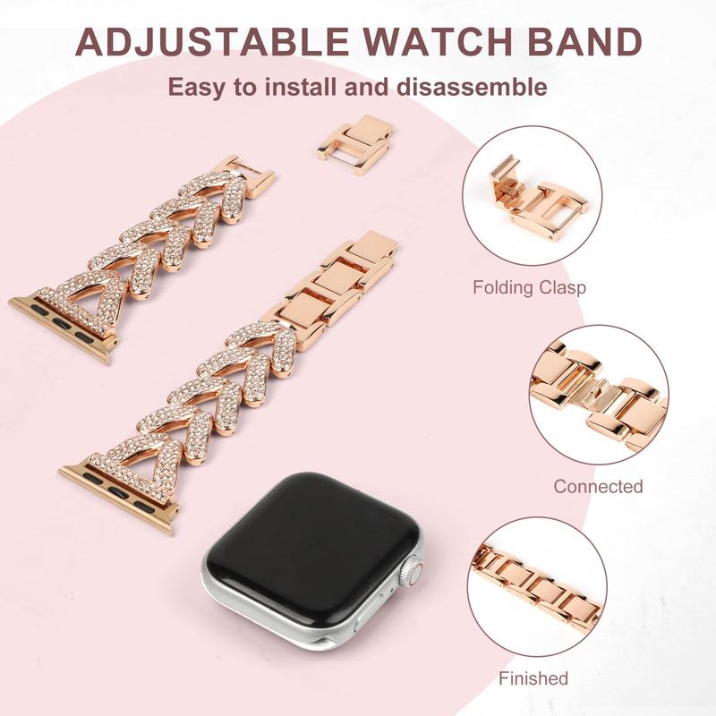 V-shaped Design Watch Band (Band Only), Fashionable Watch Band for Women, Wearable Accessories Compatible with iWatch Series 10 9 8 7 6 5 4 3 2 1 SE