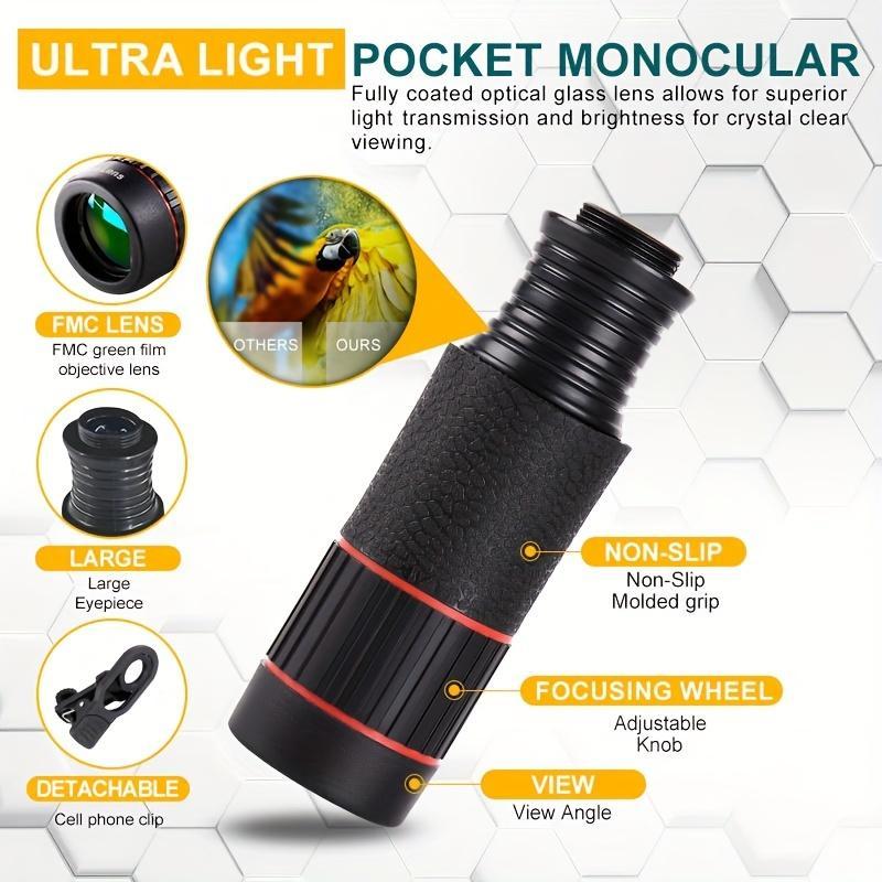 Telephoto Phone Lens, Manual Focus Rubber Handheld Scope, Telephoto Phone Lens for Outdoor Photography, Bird Watching & Sports Events