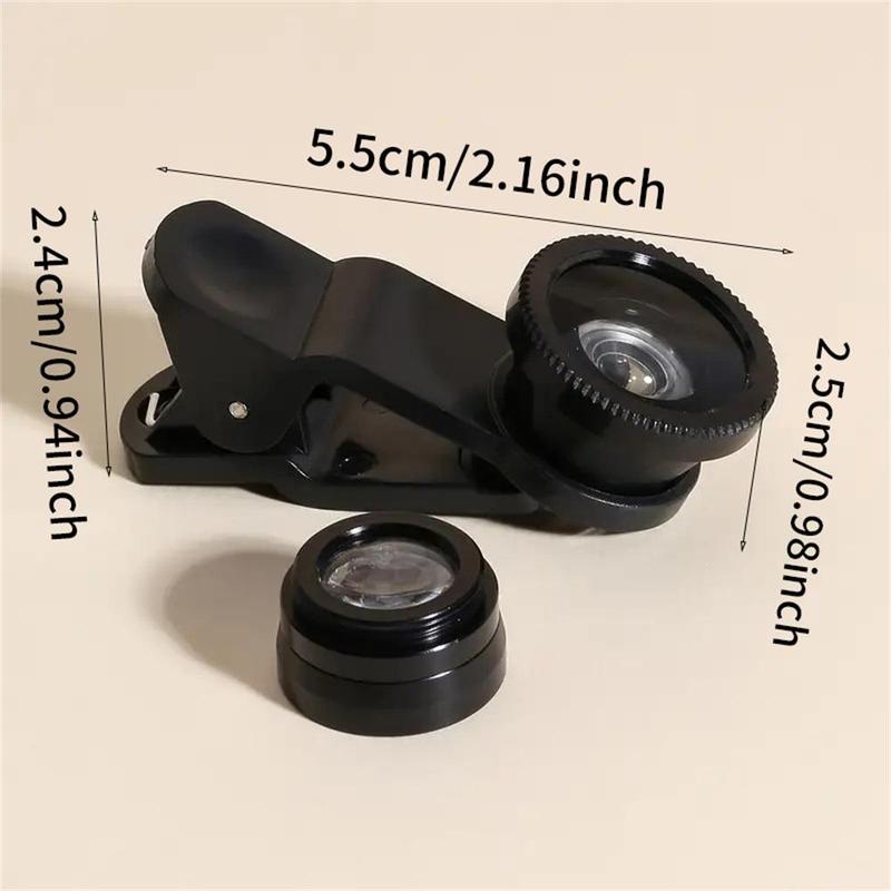 3-in-1 Mobile Phone Lens, Wide Angle Macro Fisheye Lens, Universal Clamp Lens for Samsung iPhone Android Smartphone, Mobile Phone Accessories