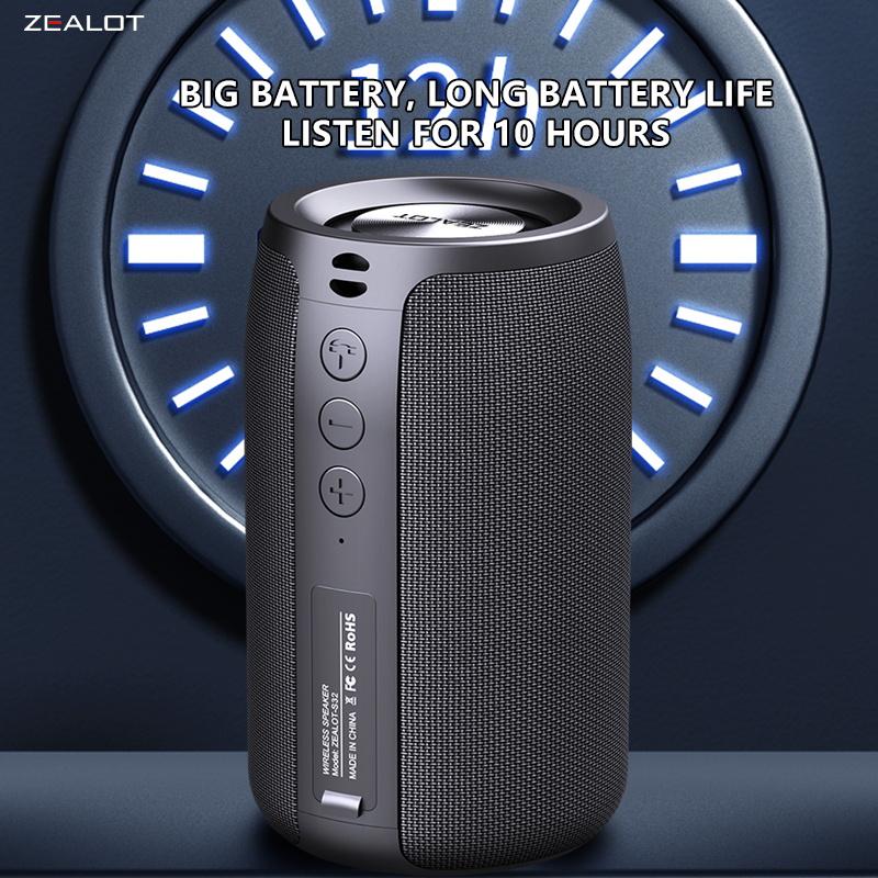 ZEALOT S32 Bluetooth Speaker Waterproof Compact Audio Smartphone Wireless Connection Dual Pairing Loud Stereo Portable Outdoor Boombox Subwoofer