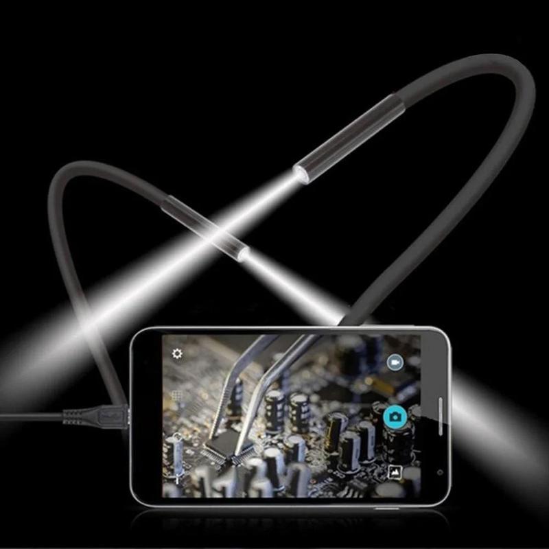 USB Endoscope Borescope, Multipurpose 6 LED Waterproof Snake Camera for Android Micro USB Type-C, Car Inspection Tool