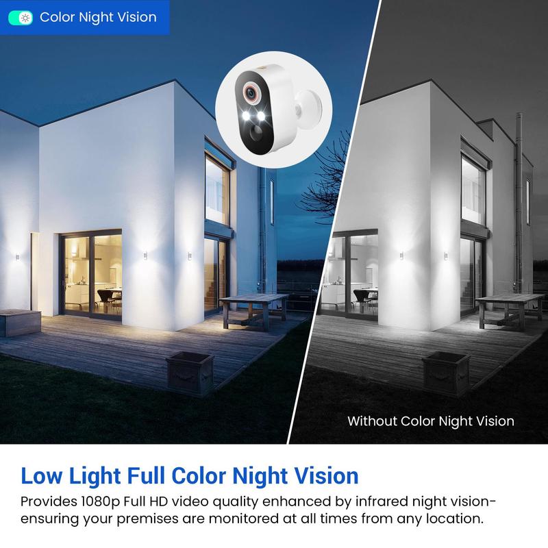 Wireless Outdoor Security Camera, AI Human Detection Security Camera, Full Color Night Vision Camera, Two-Way Communication Camera