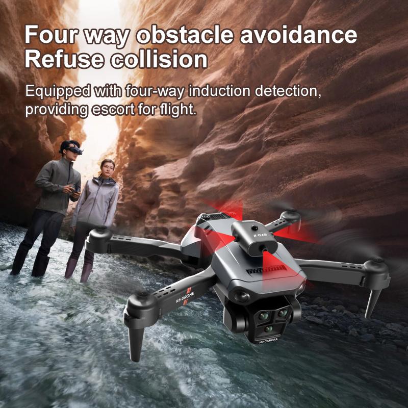 Upgraded 4K UAV 4-Way Automatic Obstacle Avoidance Foldable 3 Camera K6 Max UAV, Real-Time Video, Customizable Route, One-Click Takeoff and Landing Obstacle Avoidance, Suitable for Christmas, Halloween and Thanksgiving Gifts