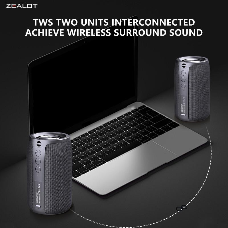 ZEALOT S32 Bluetooth Speaker Waterproof Compact Audio Smartphone Wireless Connection Dual Pairing Loud Stereo Portable Outdoor Boombox Subwoofer