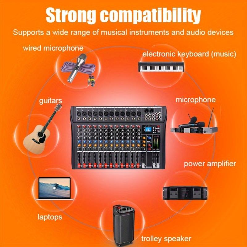 6 8 12 Channel Mixer: Professional mixer with USB, XLR, 48V power and RCA input output for all skill levels