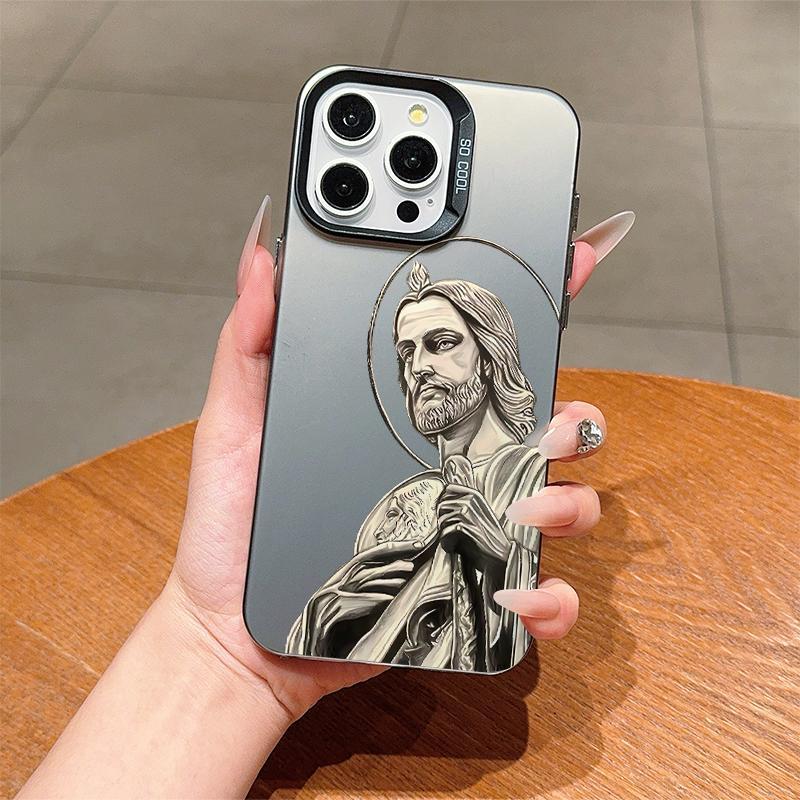 Creative Jesus Pattern Phone Case, Anti-drop Phone Protector Cover, Fashion Phone Accessories Compatible with iPhone 7 11 12 13 14 15 Series