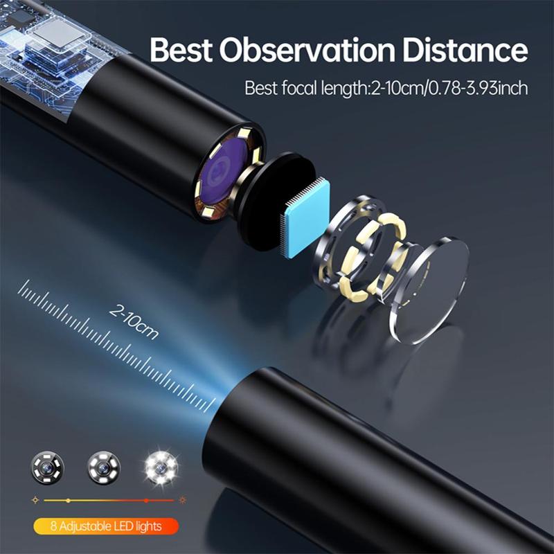 Waterproof Endoscope Camera with Light, Rechargeable 1080P HD Inspection Camera with 8 Adjustable LED Light, Car Inspection Tool for Car Repair, Wall Structure Check, Drainage Check