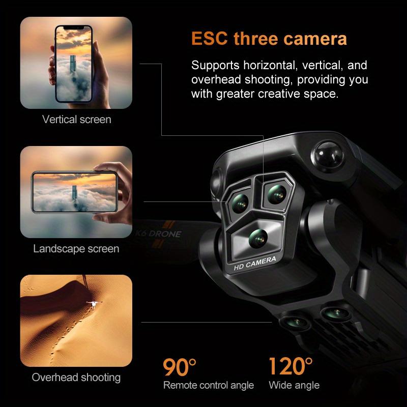 Upgraded 4K UAV 4-Way Automatic Obstacle Avoidance Foldable 3 Camera K6 Max UAV, Real-Time Video, Customizable Route, One-Click Takeoff and Landing Obstacle Avoidance, Suitable for Christmas, Halloween and Thanksgiving Gifts