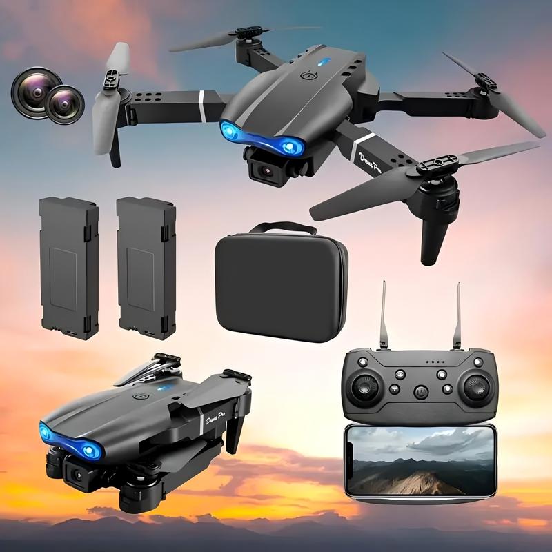 2 Batteries E99 K3 Professional Dual Camera Drone, Remote-controlled Airplane, Remote Control, Altitude Maintenance, Lithium Polymer Battery, Ideal Holiday Gift For Halloween And Christmas