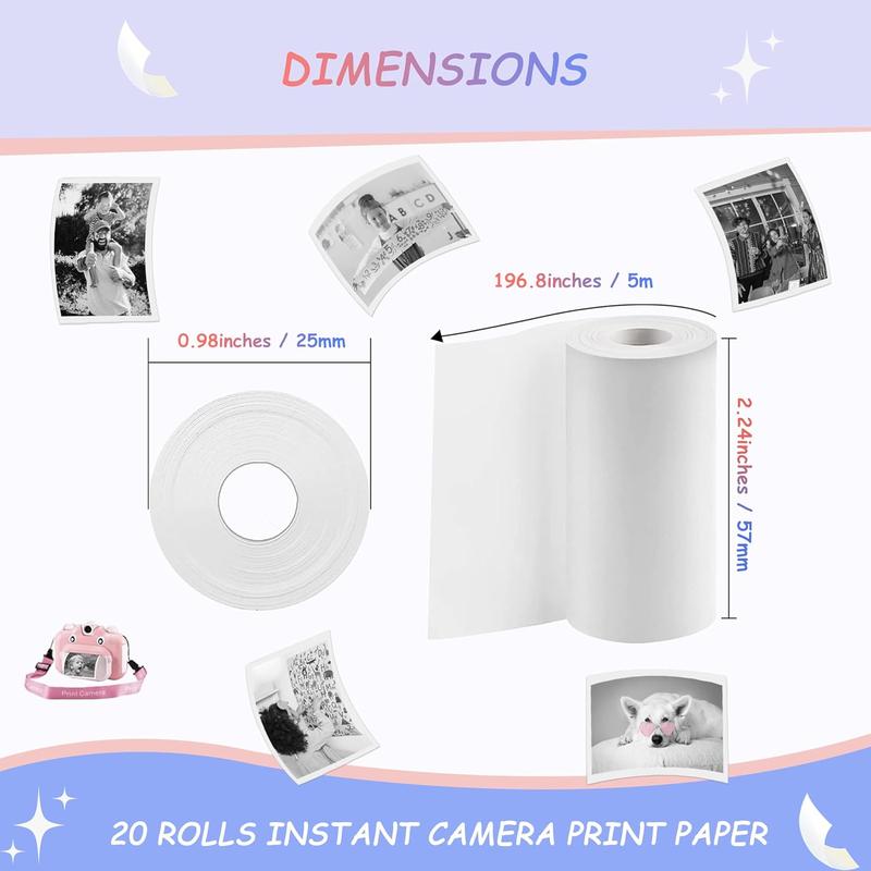 20-Pack  Instant Print Camera for Kids Refill Print Paper, HD Paper Camera, Kidizoom Print Camera Paper Refill for Most Kids Instant Camera