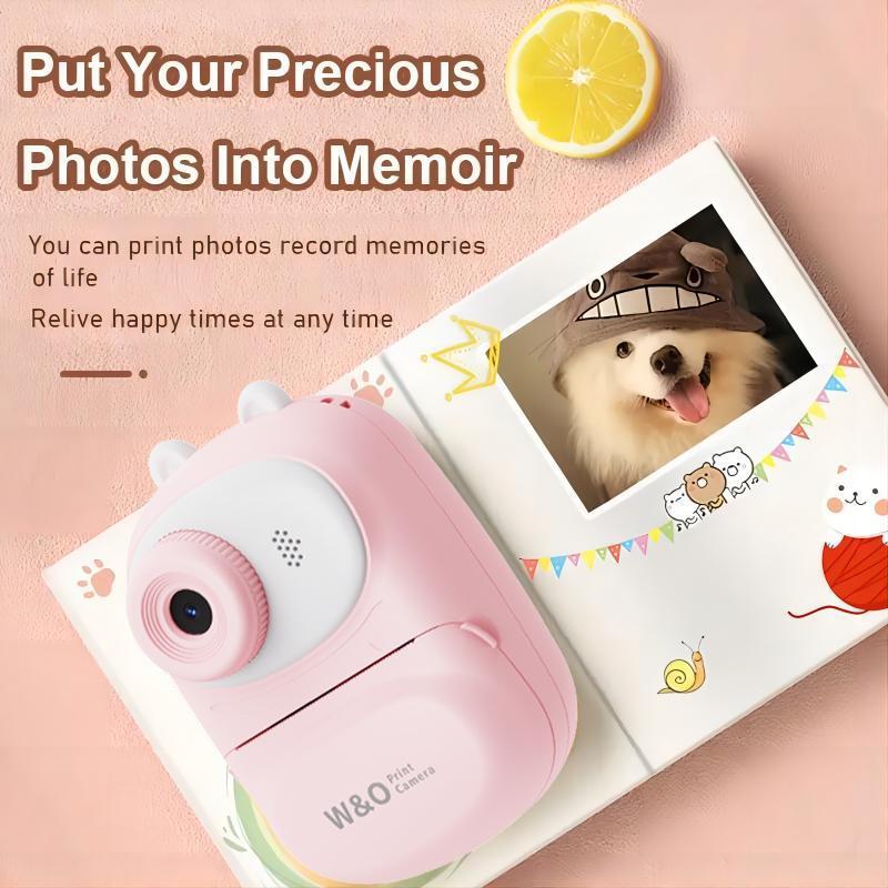 Instant Camera for Kid, Thermal Printing, HD Color Screen, 32GB Memory, USB Rechargeable, Fast Photo Printing, Toy camera, For All Ages Card Christmas Gift