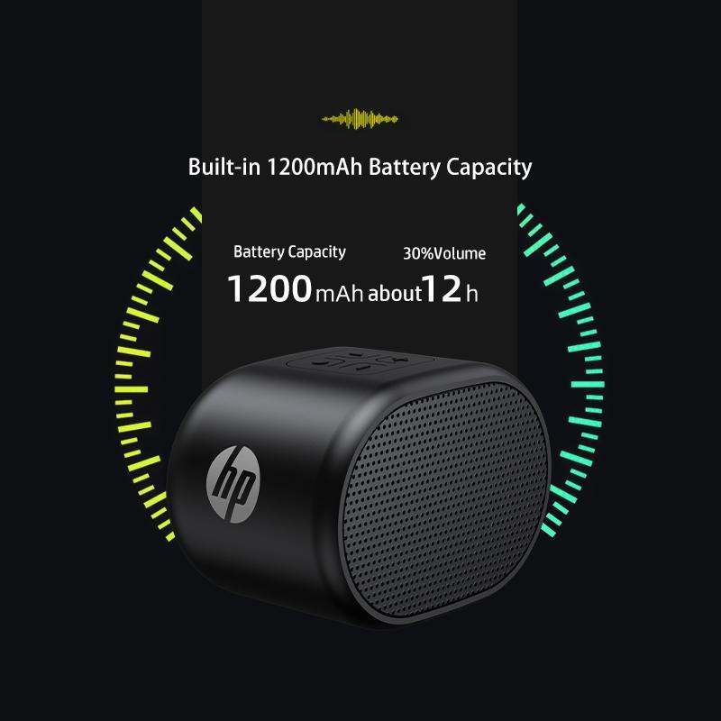 HP S01 Portable Wireless Speaker, 1200mAh Rechargeable Speaker with 24-hour Playtime, IPX4 Waterproof Speaker for Home, Outdoors, Travel