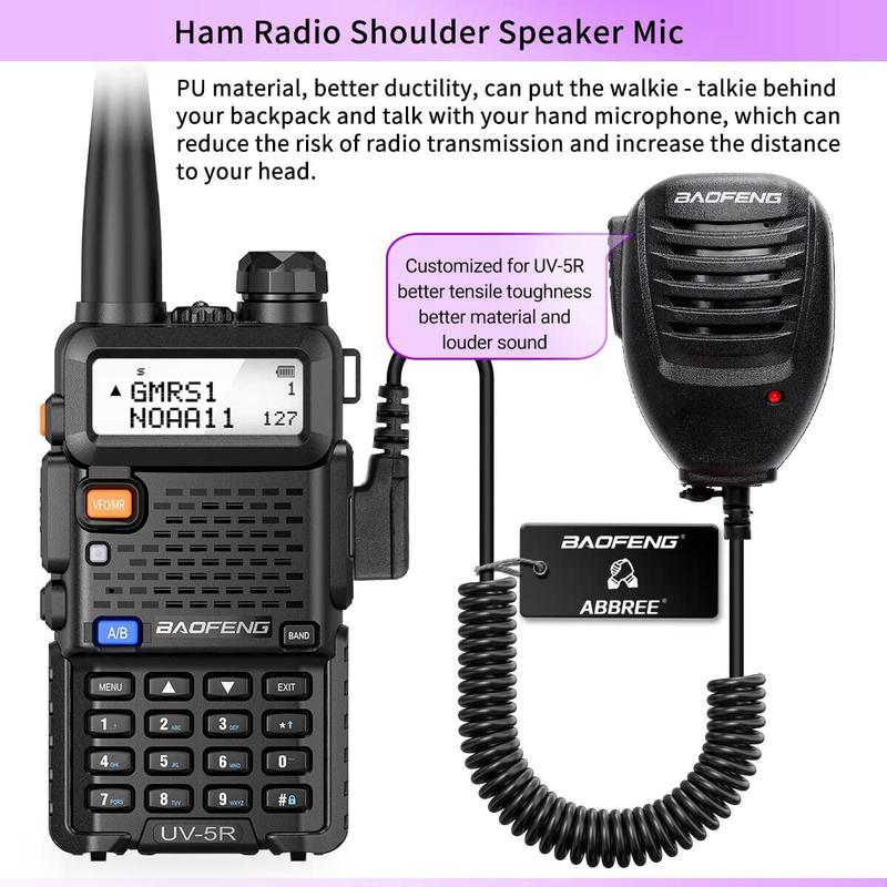 4Pack Baofeng GMRS Walkie Talkie Handheld Long Range UV-5R Rechargeable Two Way Radio with Programming Cable Speaker Mic Full Kits