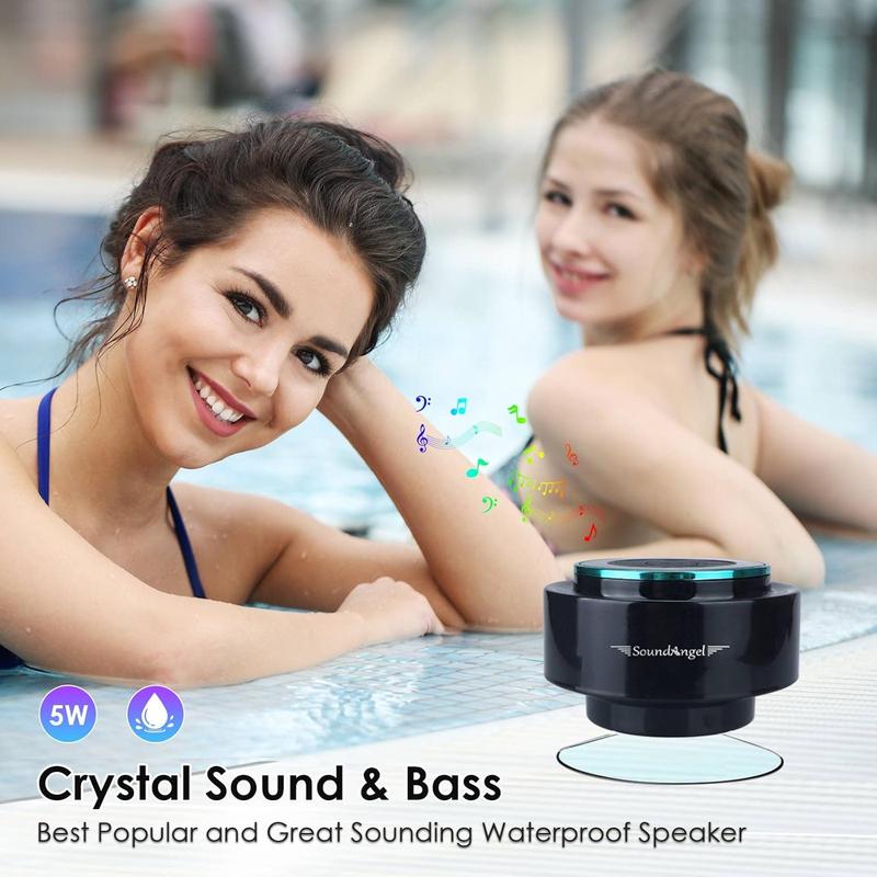 XLeader, Upgraded, Shower Speaker, Certified IPX7 Waterproof Bluetooth Wireless Speaker, Electronics Gifts For Girls Boys Men Women Kids, 5W Mini Portable Speaker With Suction Cup And Mic For Bathroom