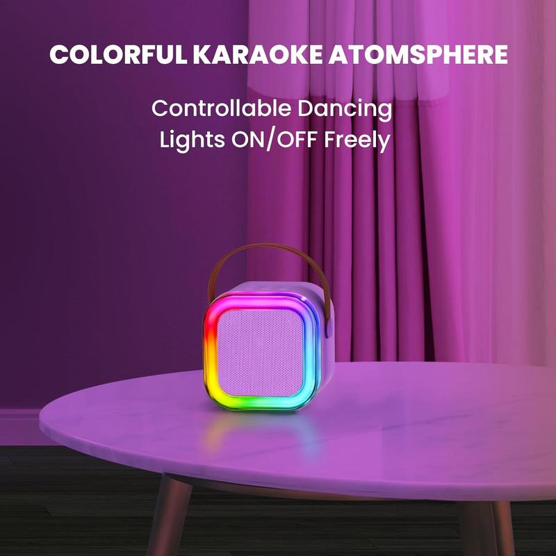 Mini Karaoke Machine for Kids, Christmas Birthday Gifts for Girls Boys Toy 4, 5, 6, 7, 8, 9, 10, 12+, Portable Bluetooth Speaker with 2 Wireless Mics, Karafun Premium Songs for All Ages(Purple)