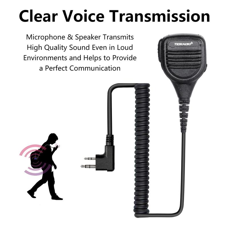 TIDRADIO MIC PTT Walkie Talkie Speaker Radio Microphone 2-Pin Type Handheld Mic For H3 H8 UV-5R BF-888S UV-82 GT-3 UV-B2 BF-F8 Audio