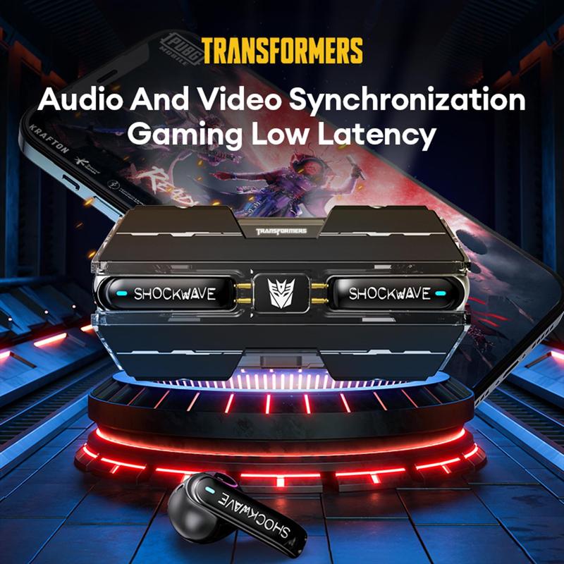 Transformers TF-T01 Wireless Audio Gaming Wireless Earphones, 1 Box Rechargeable Low Latency Audio Earbuds, Half In-ear Design Gaming Headset, Bluetooth-compatible Music Earphones for Mobile Phone Laptop Computer Tablet, Wireless Headphones