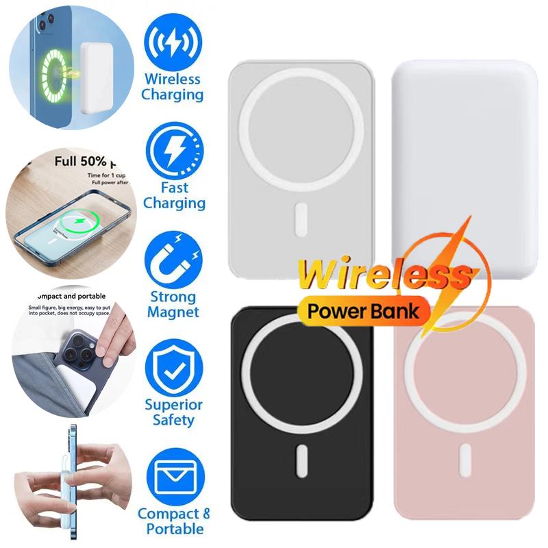 10000mAh Mini Wireless Power Bank Magnetic Portable Charger Fast Charging Magnetic Battery Pack for Mobile Phone Portable External Battery Charger for Mobile Phones Supporting Wireless Charging Function Long-lasting and Durable, Travel Camping