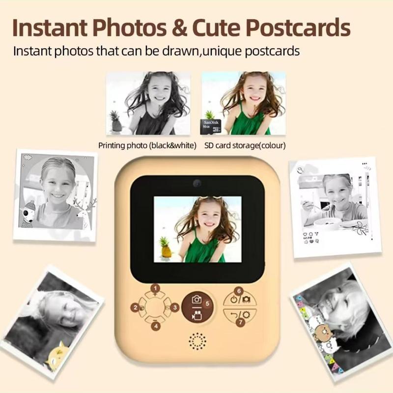 Instant print camera for kids, creativeChristmas and birthday gift for bovs and girlsages 6 and up, HD digital camera with thermal paper, educational children's toycamera,portableinstant print camera，includes 32GB SD card Peekaboo Pockets