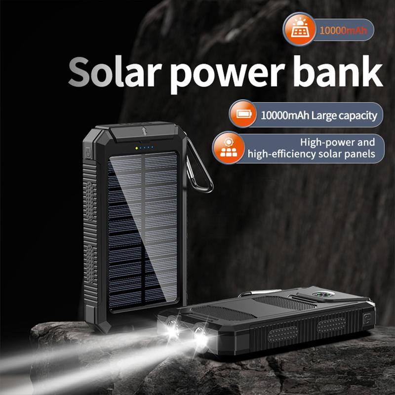 Sustainable Power for All: 10,000 mAh Solar Power Bank for Camping Trips and Daily Adventures! Accessories Charging Portable Rechargeable