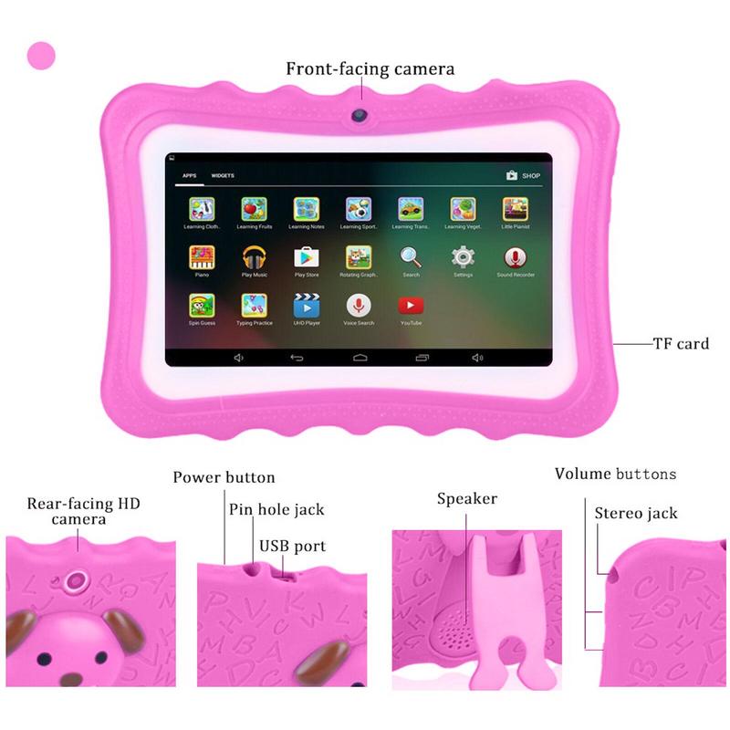 7 Inch Tablet Android HD Screen Tablet Bluetooth & Wi-Fi Support Control, Portable Tablet, Eye Protection, Touch Control Tablet, with Silicone Protective Case, Best Gift, Game, Educational