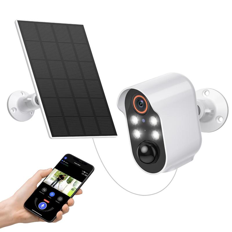 Solar Powered Wireless Security Cameras, 2.4GHz WiFi Only AI Human Detection Camera Security with Night-Vision, Outdoor Camera, Wireless Camera with 2-way Talk & Cloud Storage Service for Outdoor Home Security, Outdoor Security Monitoring