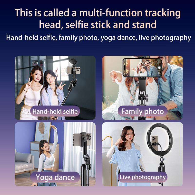 New upgraded 4-axis anti-shake design, face recognition selfie stick mobile phone holder with remote control, suitable for iPhone  Accessories Android