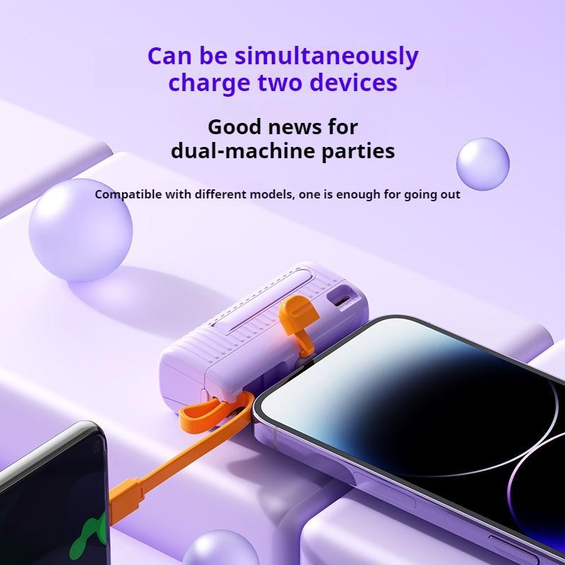 4000mAh Mini Emergency Capsule Power Bank, Portable Mobile Power Bank with 2 Output Interfaces, Power Bank for Android Series