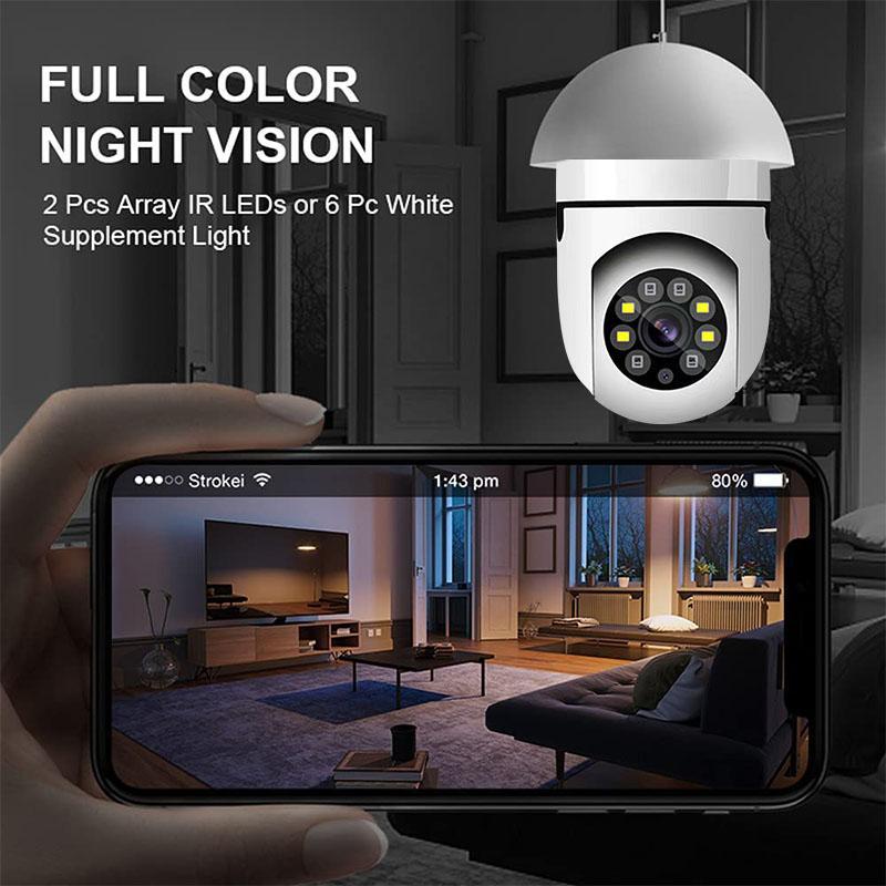 Dual Band WiFi Light Bulb Security Camera, 5G 2.4G 360 Degree Panoramic Wireless Home Monitoring Camera, Home Security Camera with Motion-Detection Alarm