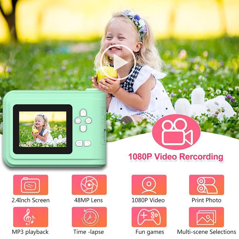 Instant Camera, 1 Count Rechargeable HD Video Camera with Printing Function, Digital Camera, Photo Gift for Kids, Birthday Gift, High Print Quality